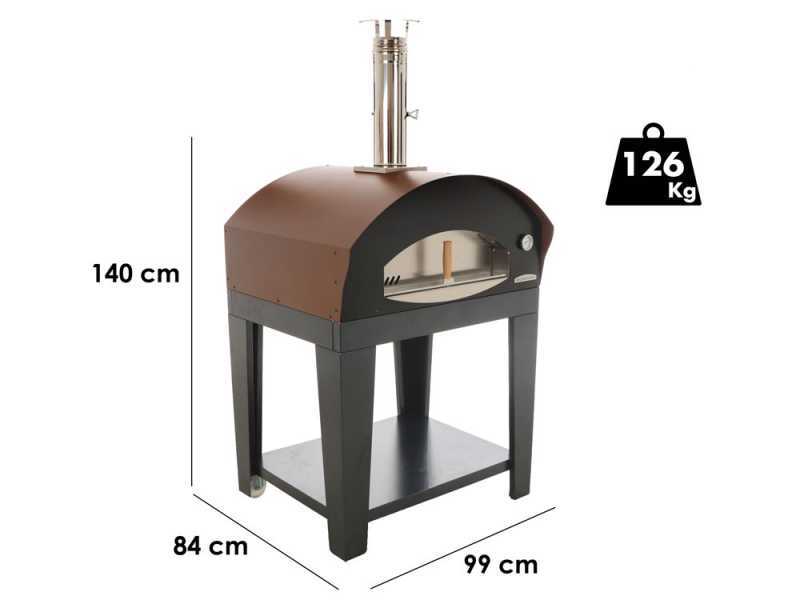 Rossofuoco Benni Marrone - Outdoor Wood-Fired Oven with Cart 