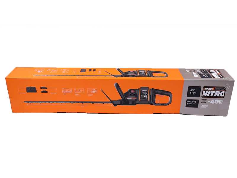 Worx Nitro WG286E Battery-powered Hedge Trimmer - 2x20V 2Ah Batteries - 60 cm Steel Blade