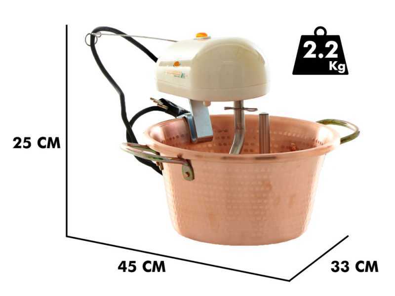 LAR Polentamatic - Hammered Copper Electric Pot for Polenta with Flat Base 3.5 L - max 8W