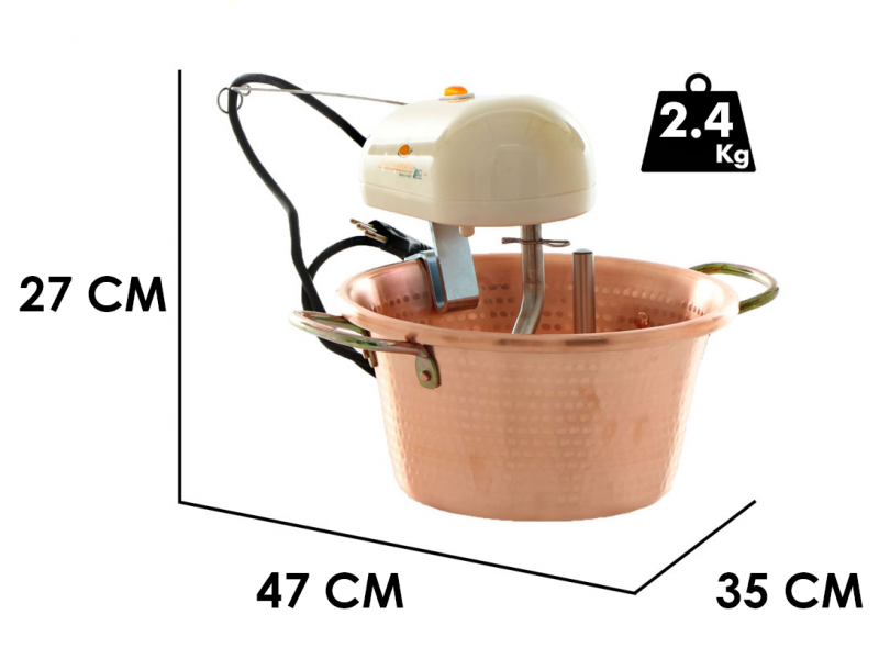 LAR Polentamatic - Hammered Copper Electric Pot for Polenta with Flat Base 4.5 L - 8W