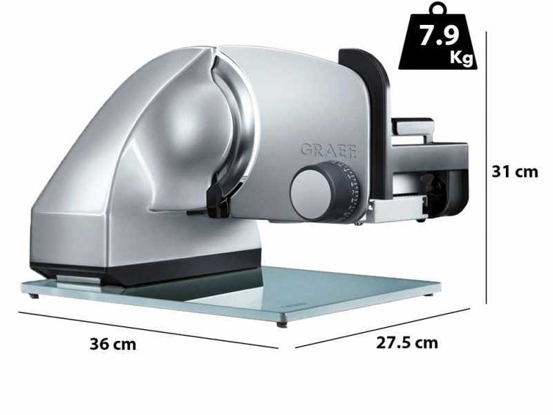 GRAEF MASTER M90 Silver - Meat Slicer 2-in-1 with Vegetable Slicer - 170 mm blade