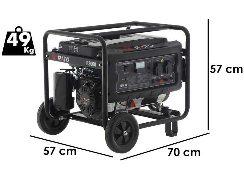 Rato R3000 single-phase petrol generator set - Wheeled - 2.7 Kw