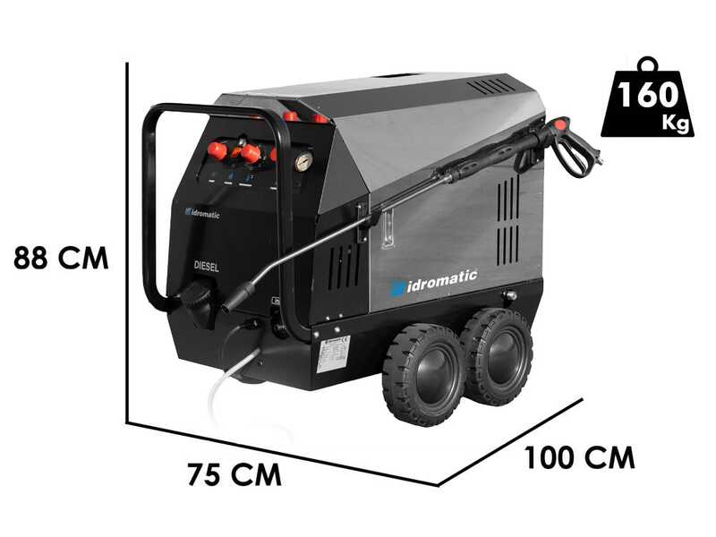 Idromatic Astra 200.15 - Professional Three-Phase Hot Water Pressure Washer - Brass Pump
