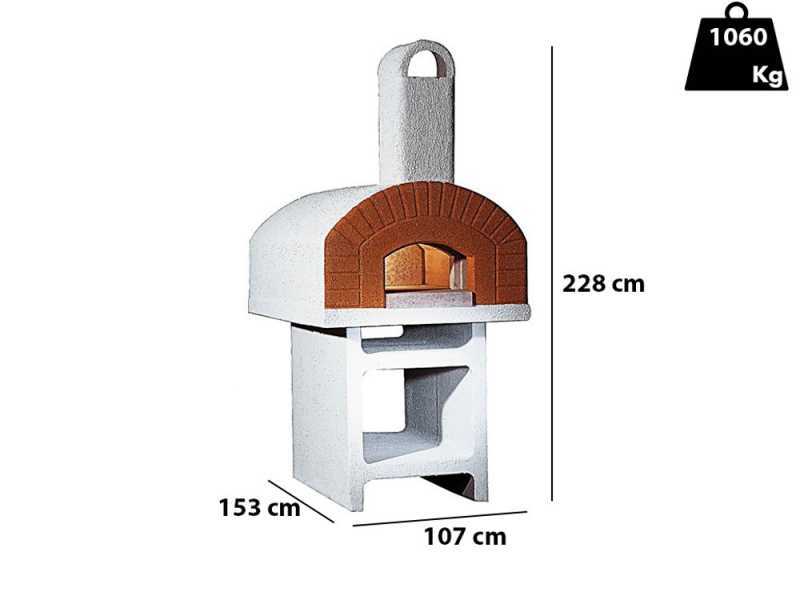 Linea VZ Pozzuoli - Outdoor Wood-Fired Oven with Concrete Base - with 72x105 cm Cooking Chamber