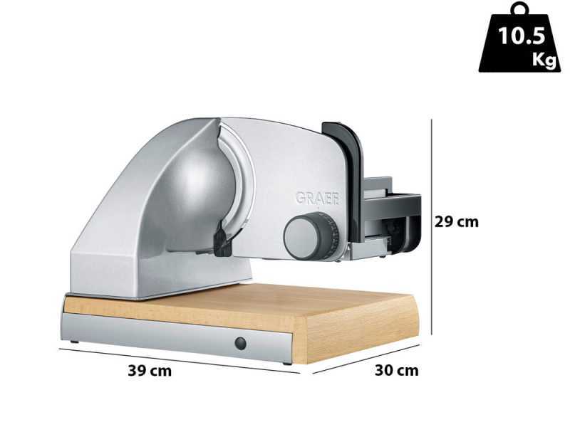 Graef SKS Line 850 Silver - Cantilever Meat Slicer with 170 mm blade - With wooden cutting board and knife drawer