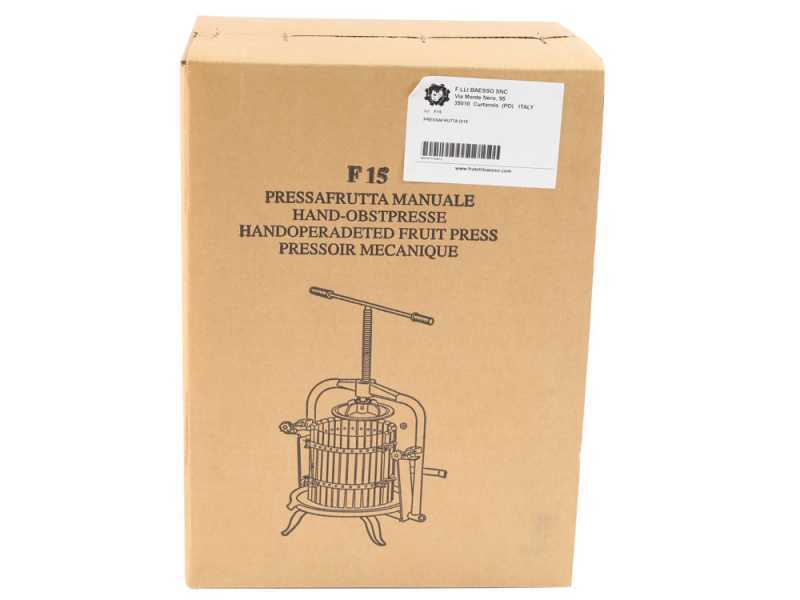 Baesso F15 - 6 L Screw Press for Fruits and Vegetables - Wooden Tank 