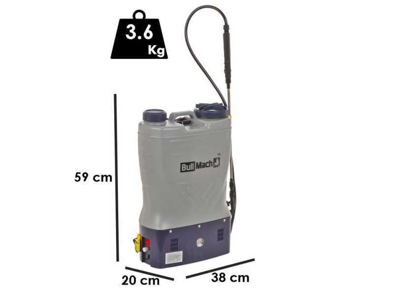BullMach Pandora 16E LA - Electric Battery-Powered Backpack Sprayer Pump - 12V - 8Ah
