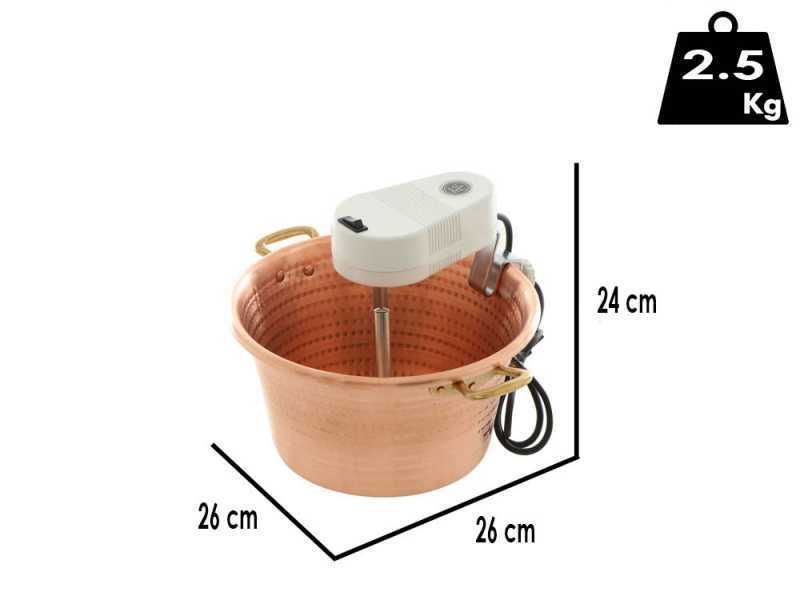 Novital - Hammered Copper Electric Pot for Polenta with Flat Base 4,7L - 4W