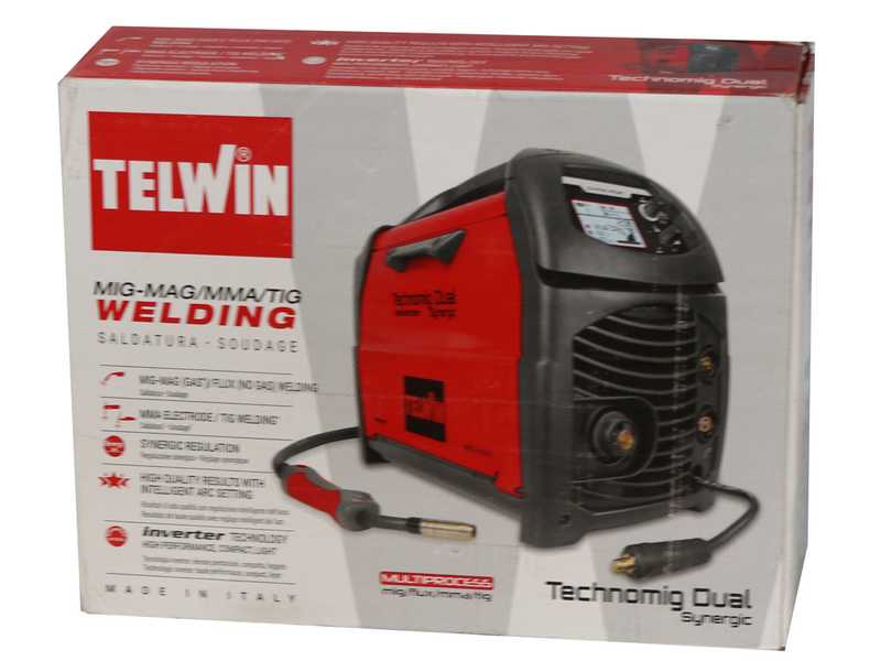 Telwin Technomig 210 Dual Synergic - Inverter Wire Welding Machine- for MIG-MAG/FLUX/BRAZING/MMA/ TIG DC-Lift - GAS/NO GAS