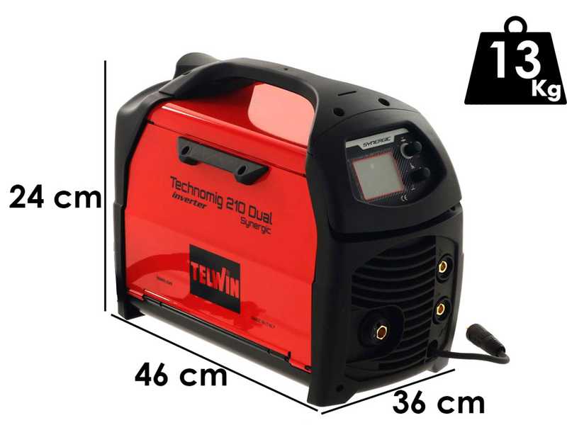 Telwin Technomig 210 Dual Synergic - Inverter Wire Welding Machine- for MIG-MAG/FLUX/BRAZING/MMA/ TIG DC-Lift - GAS/NO GAS