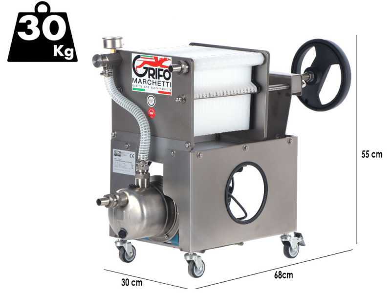 Grifo Professional Inox 20 - Wheeled Wine Carton Filter - Stainless Steel Pump