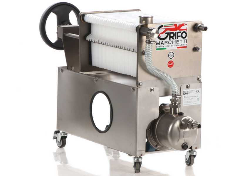 Grifo Professional Inox 30 - Wheeled Wine Carton Filter - Stainless Steel Pump 