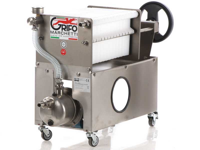 Grifo Professional Inox 30 - Wheeled Wine Carton Filter - Stainless Steel Pump 