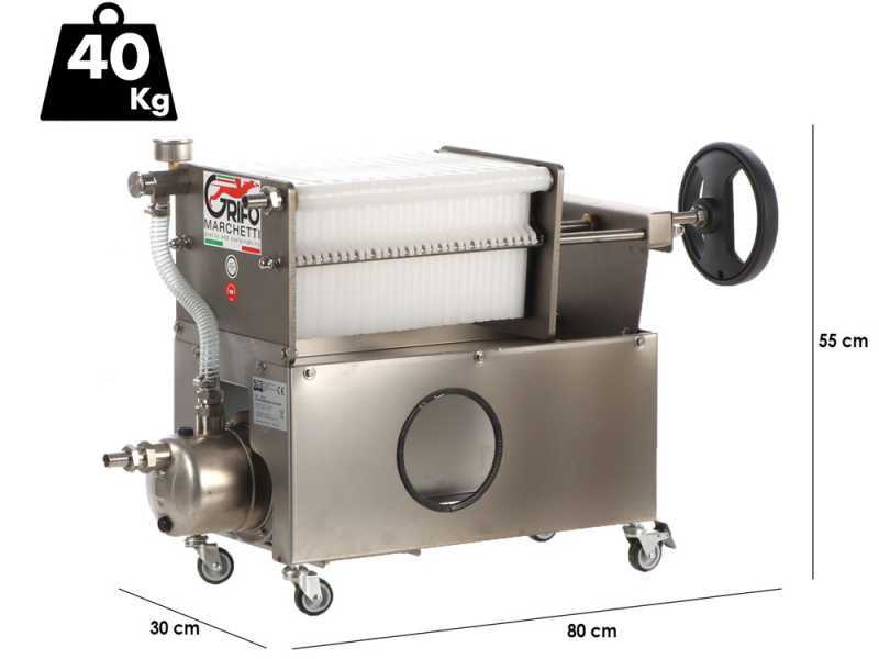 Grifo Professional Inox 30 - Wheeled Wine Carton Filter - Stainless Steel Pump 