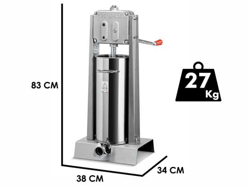 Tre Spade 15/V Deluxe - 15 Kg Vertical Manual Sausage Stuffer - 2 Speeds