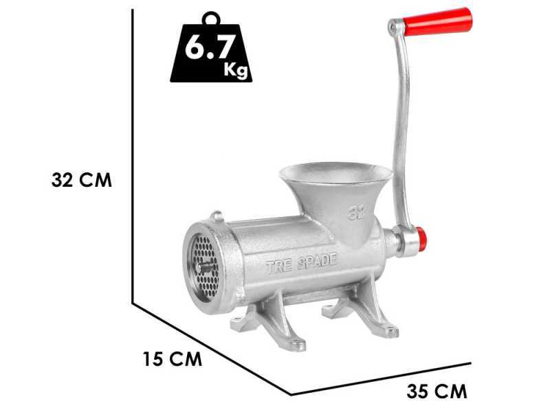 Tre Spade TC-22 - Manual Hand Crank Meat Mincer - Cast Iron - n.22