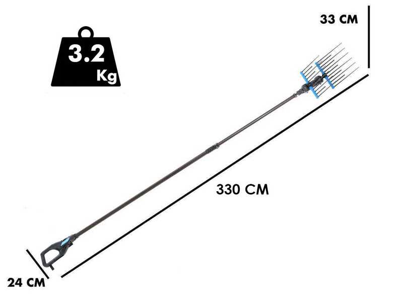 Campagnola Alice STAR 58 PLUS - Carbon Pole - 245 - 330 cm - Electric Olive Harvester - Backpack Battery Included