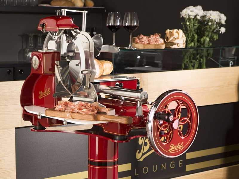 BERKEL B3 - Flywheel Meat Slicer With Pedestal With 300 mm Chrome-Plated Steel Blade - Red