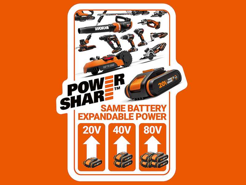 WORX WG384E - 2x 20 V 4Ah Battery-powered Electric Chainsaw - 35 cm Blade 