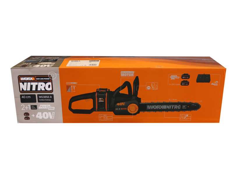 WORX WG384E - 2x 20 V 4Ah Battery-powered Electric Chainsaw - 35 cm Blade 