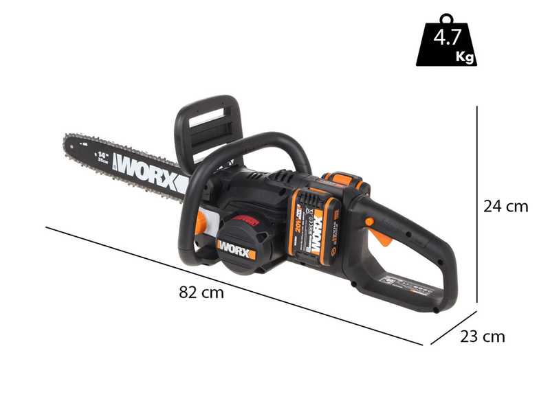 WORX WG384E - 2x 20 V 4Ah Battery-powered Electric Chainsaw - 35 cm Blade 