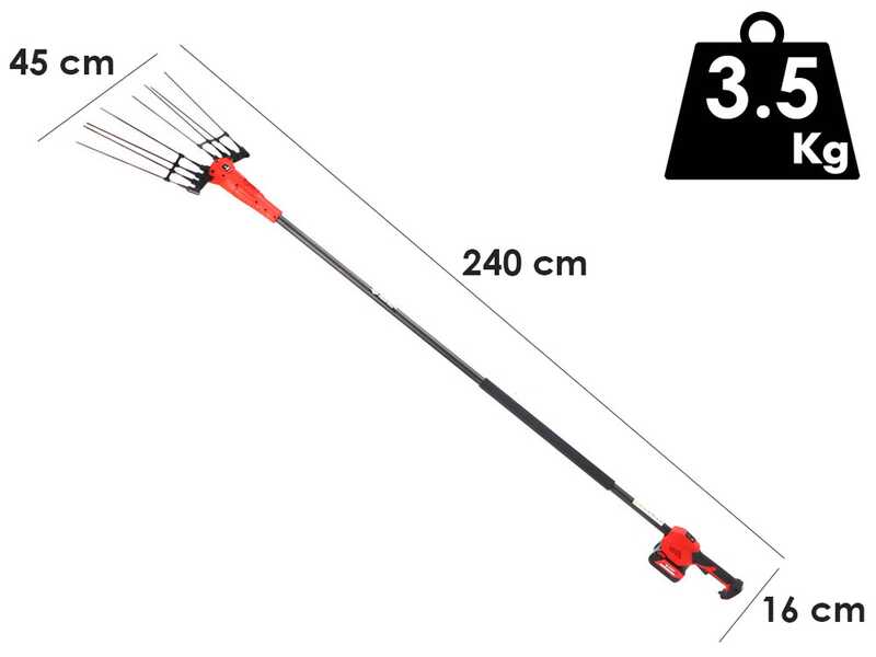 Blue Bird Olimpo 23-56 - Battery-powered Olive Harvester - Fixed Pole 240 cm - 21V 5Ah