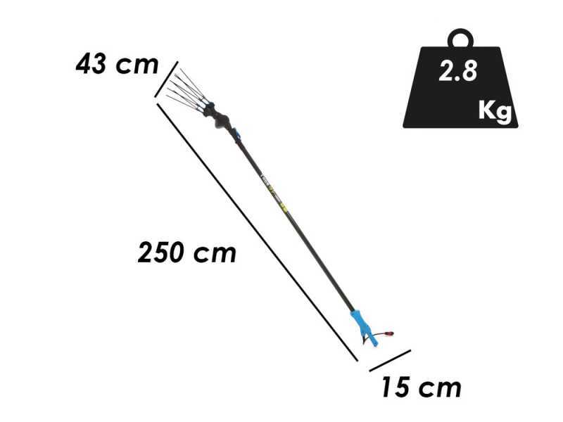 Lisam Thor 36V - Electric Battery-powered Olive Harvester - With 8 Carbon Prongs - Telescopic Pole