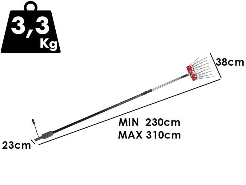 Lisam Swing 36V - Battery-powered electric olive harvester - With 8 + 8 carbon teeth - Telescopic pole