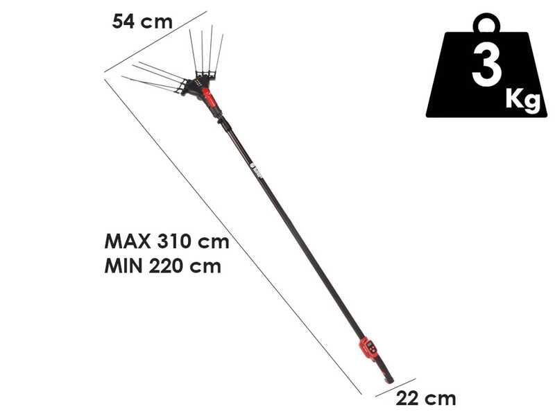 Blue Bird Egeo 23-50 AT - Battery-powered Olive Harvester - 12 V - Telescopic shaft 220 - 310 cm