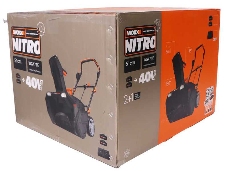 Worx Nitro WG471E - Battery-powered Snowplough - 40V - 2x 4Ah