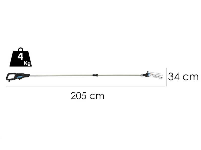Campagnola Hercules 6 ECO Plug-in - Aluminium Pole - 205 - 275 cm - Electric Battery- powered Olive Harvester