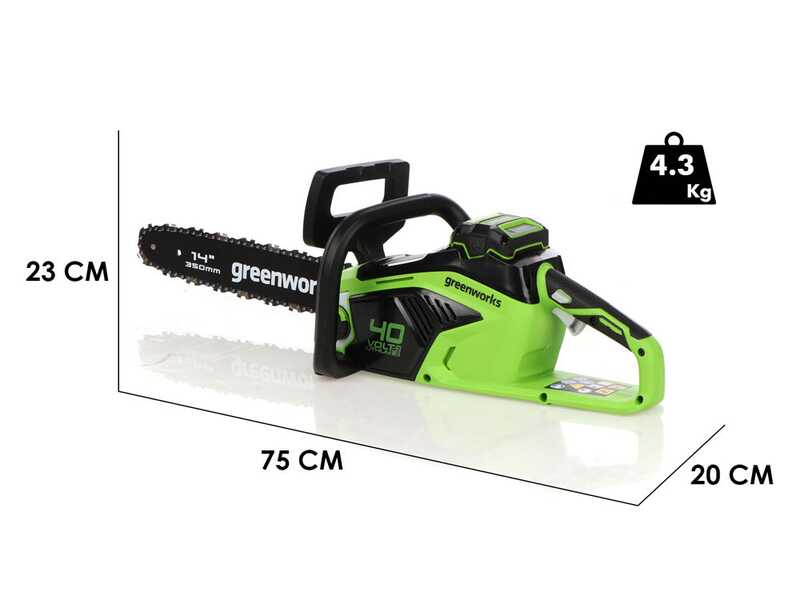 Greenworks GD40CS15K4 - 40V 4Ah Battery-powered Electric Chainsaw- 35 cm Blade