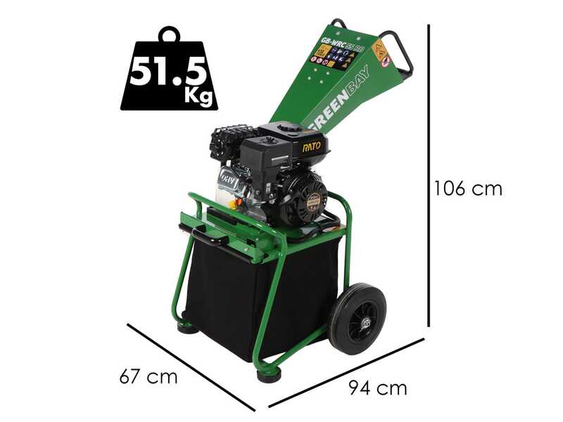 GreenBay GB-WRC 55 RB - Petrol shredder - 7 HP RATO R210-A petrol engine