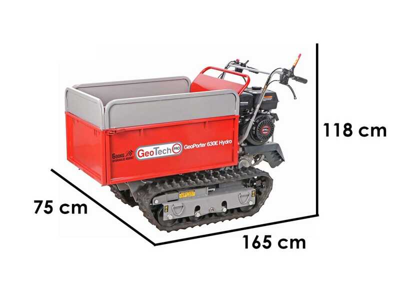 GeoTech Pro GeoPorter 630E Hydro - Tracked wheelbarrow - Hydraulic extension skip 600Kg