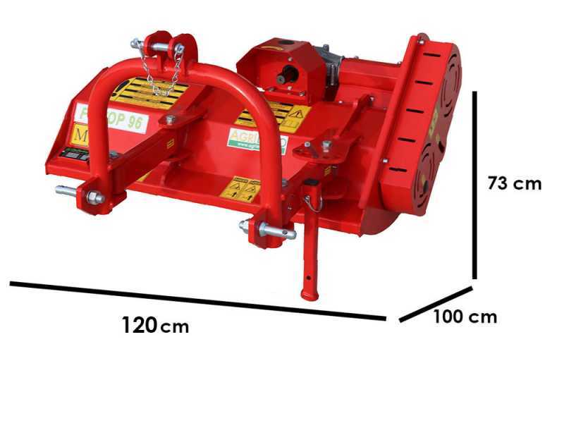 AgriEuro Fu TOP 112 M Tractor-mounted Flail Mower with Manual Shift - Light Series - 16 Hammer Flails - Counterclockwise PTO (left-hand rotation)
