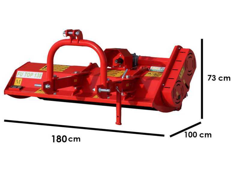 AgriEuro Fu TOP 164 M Tractor-mounted Flail Mower with Manual Shift - Light Series - 24 Hammer Flails - Counterclockwise PTO (left-hand rotation)