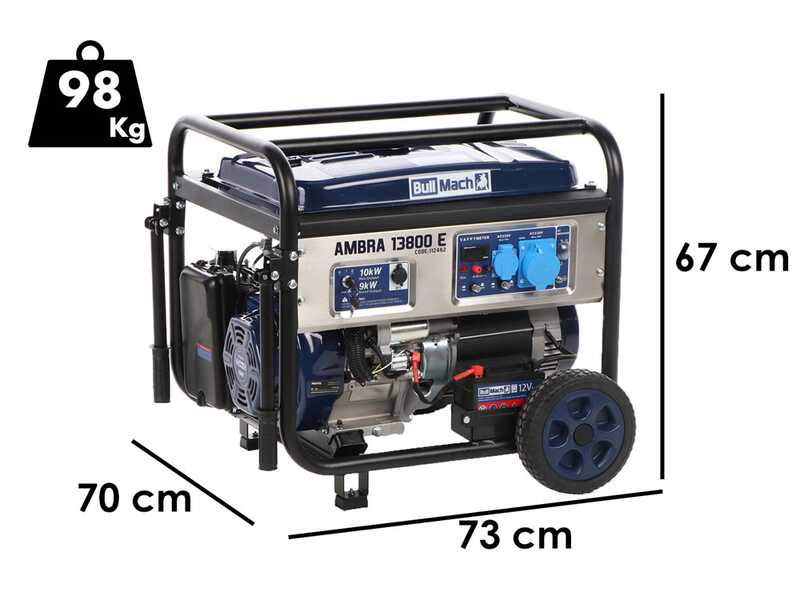 BullMach AMBRA 13800 E - 10 kW Petrol Wheeled Power Generator - DC 9 kW Single-phase