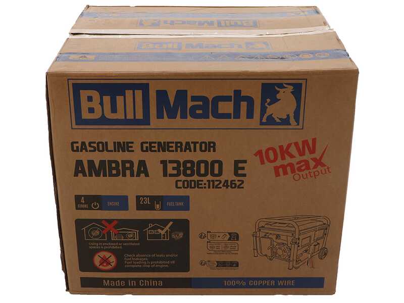 BullMach AMBRA 13800 E - 10 kW Petrol Wheeled Power Generator - DC 9 kW Single-phase