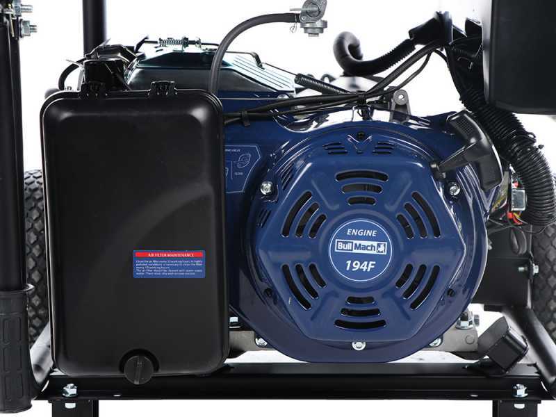 BullMach AMBRA 13800 E - Petrol-powered Wheeled Generator with Single-phase 10 kW AVR - ATS Panel Included