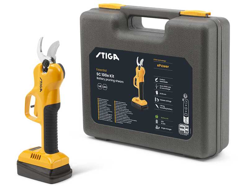 Stiga SC 100e Kit - Electric pruning shear - 20V/2Ah - 30mm Cutting diameter