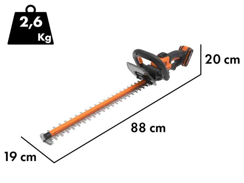 Worx WG264E - Battery-powered Hedge Trimmer - 20V/2Ah - 56 cm blade