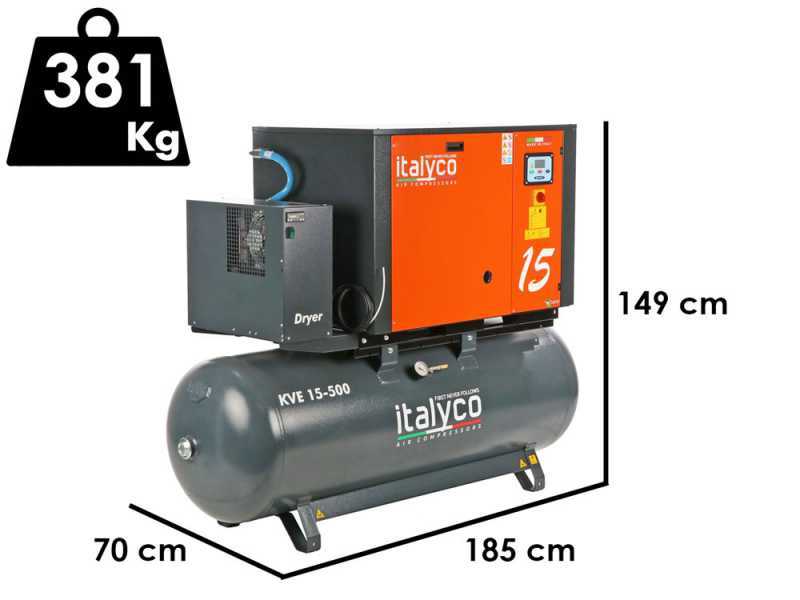 Italyco KVE 15/500 Premium - Rotary screw compressor - Max. pressure 10 bar