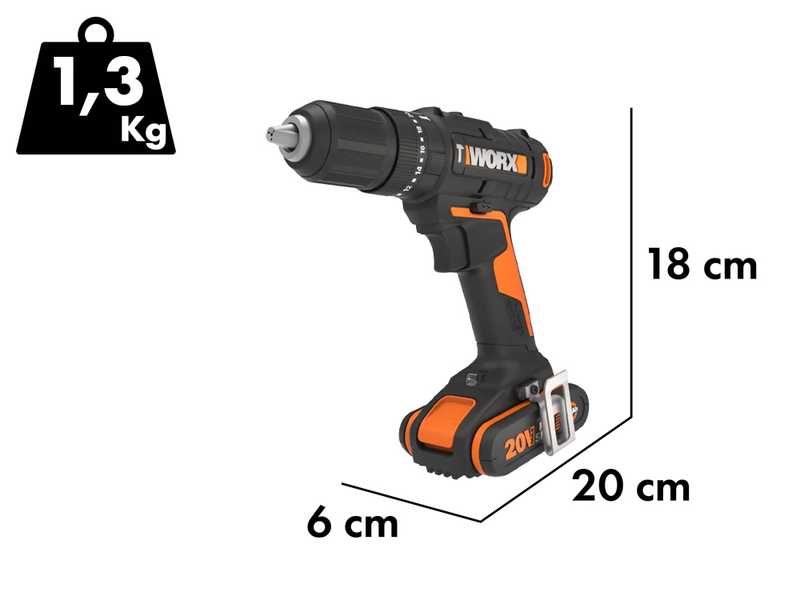 Worx WX370 - Battery-powered Impact Drill/Screwdriver - 20V/2Ah