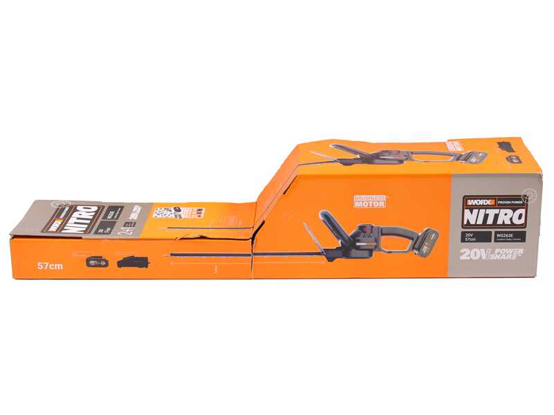 Worx Nitro WG263E - Battery hedge trimmer - 20V/4Ah - 57 cm blade