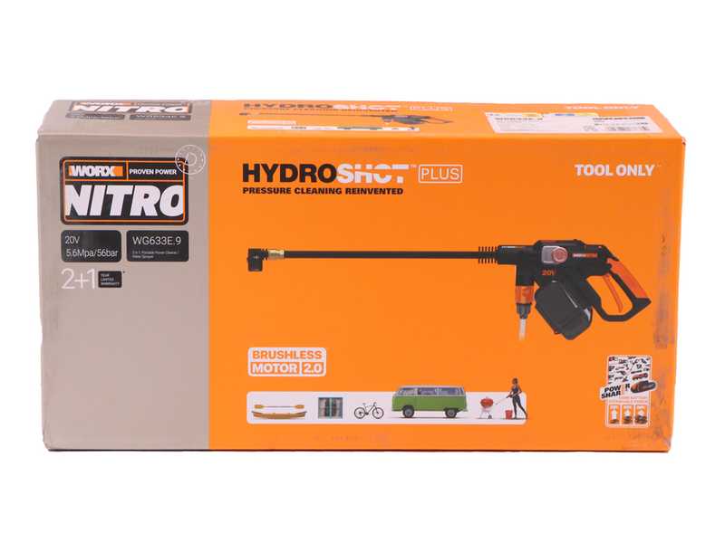 Worx Nitro HydroShot WG633E.9 - 20V - Battery-powered Pressure Washer Gun - WITHOUT BATTERY AND BATTERY CHARGER