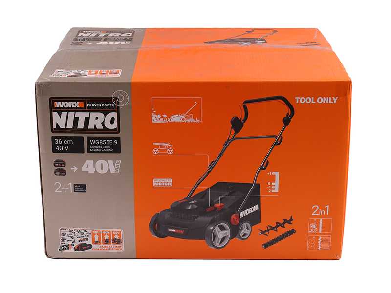 Worx Nitro WG855E.9 - 40V Battery-powered Scarifier - WITHOUT BATTERY AND BATTERY CHARGER