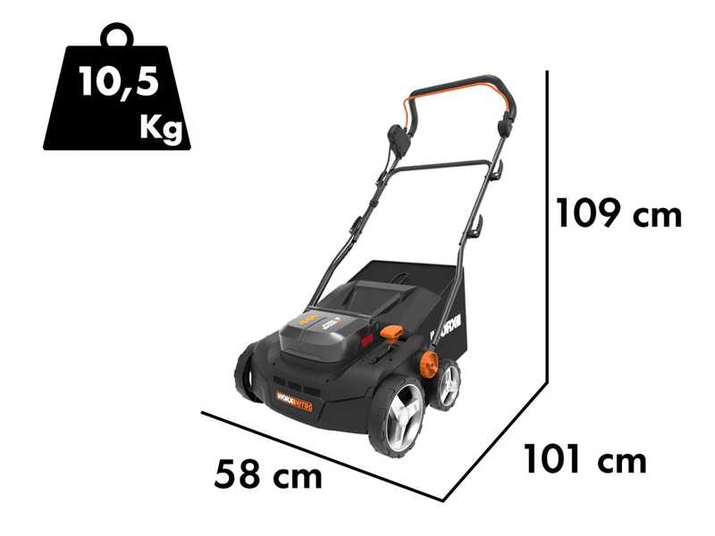 Worx Nitro WG855E.9 - 40V Battery-powered Scarifier - WITHOUT BATTERY AND BATTERY CHARGER