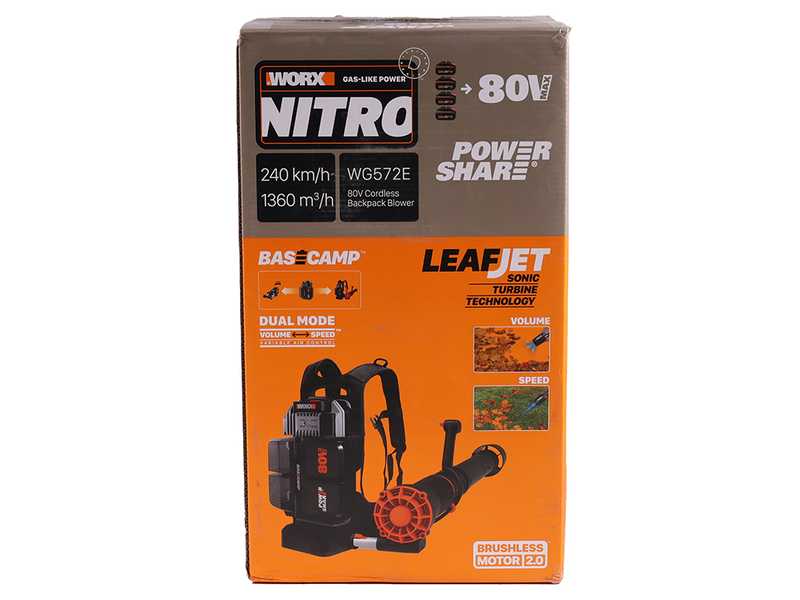 Worx Nitro WG572E - Battery-powered Backpack Blower - 4x20V/4Ah