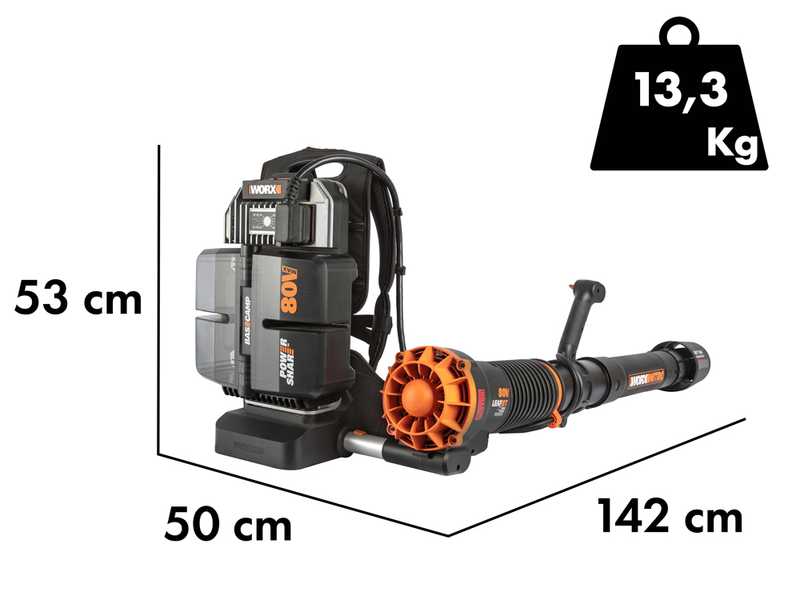 Worx Nitro WG572E - Battery-powered Backpack Blower - 4x20V/4Ah
