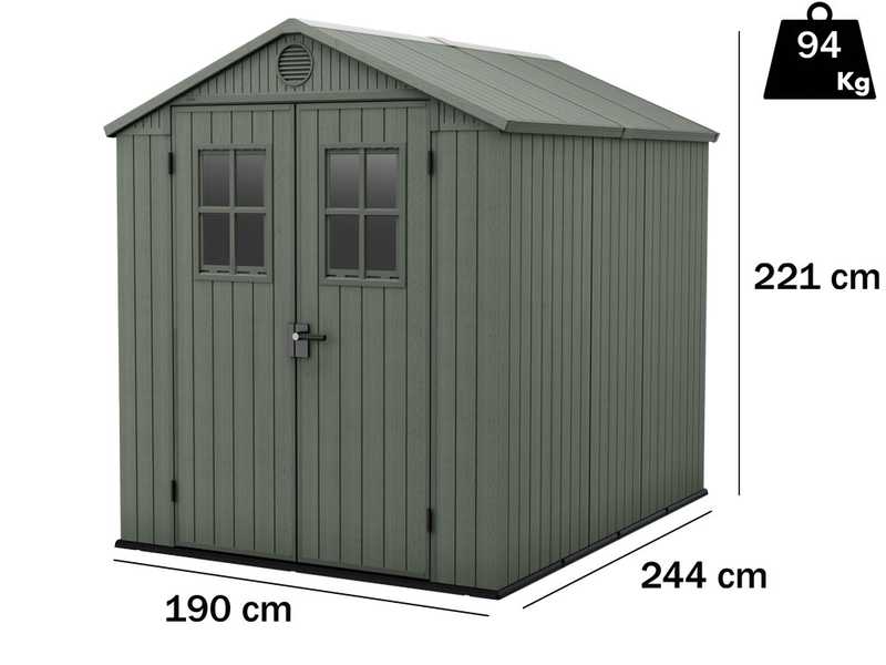 Keter Darwin Green - Garden Shed - with Frontal Windows